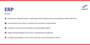 Infografika przybliżająca korzyści systemu ERP